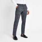 River Island Mens Houndstooth Check Skinny Fit Smart Pants