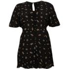 River Island Womens Plus Ditsy Floral Frill Sleeve Playsuit