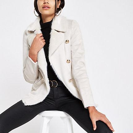 River Island Womens Faux Shearling Chuck On Coat