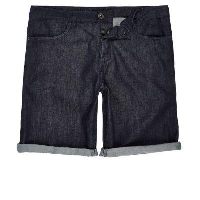 River Island Mens Dark Rinse Slim Fit Denim Shorts