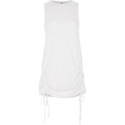 River Island Womens White Ruched Hemk Top