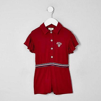 River Island Mini Girls Polo Frill Playsuit