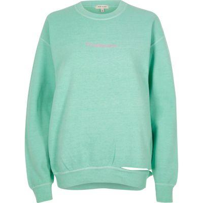 River Island Womens 'troublemaker' Slashed Hem Sweatshirt