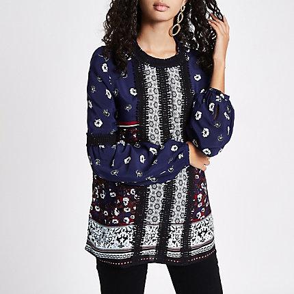 River Island Womens Print Embroidered Blouse