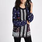 River Island Womens Print Embroidered Blouse