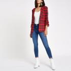 River Island Womens Tartan Print Ruched Sleeve Blazer