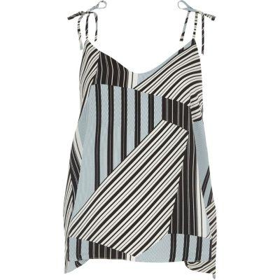 River Island Womens Mixed Stripe Print Bow Shoulder Cami Top