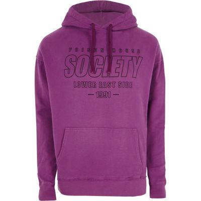 River Island Mens 'society' Print Oversized Hoodie