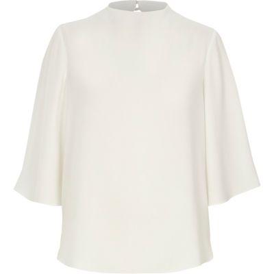 River Island Womens White High Neck Kimono Sleeve Top