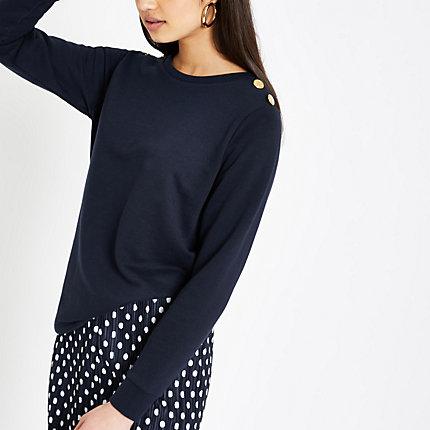 River Island Womens Button Shoulder Sweatshirt