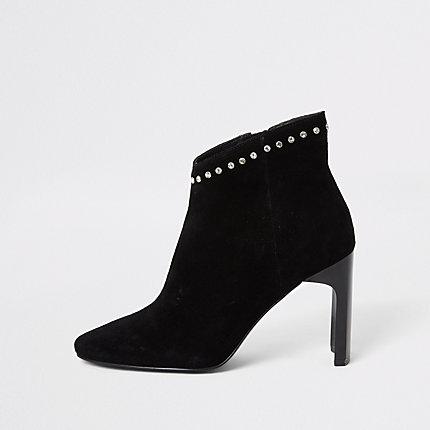 River Island Womens Suede Embellished Heeled Ankle Boot