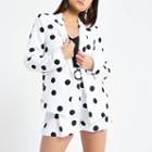 River Island Womens Petite White Spot Print Blazer