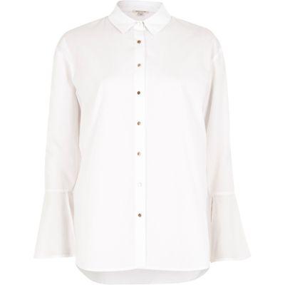 River Island Womens White Flute Sleeve Shirt