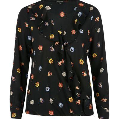 River Island Womens Floral Frill Long Sleeve Top
