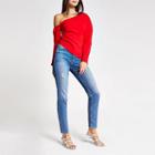 River Island Womens Asymmetric Cold Shoulder Bardot Top