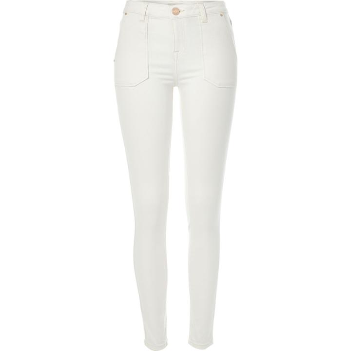 River Island Womens White Amelie Superskinny Patch Pocket Jeans