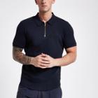 River Island Mens Concept Muscle Fit Zip Front Polo Shirt