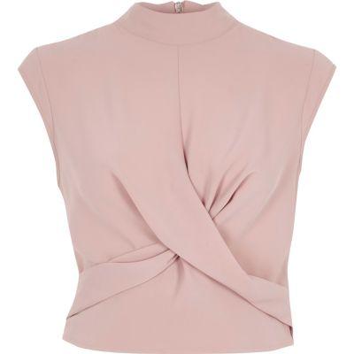 River Island Womens Twist Front High Neck Crop Top