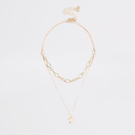 River Island Womens Gold Color Layered Necklace Multipack