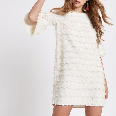 River Island Womens White Jacquard Geo Print Swing Dress