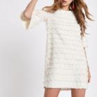 River Island Womens White Jacquard Geo Print Swing Dress