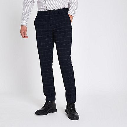 River Island Mens Window Pane Check Skinny Suit Pants