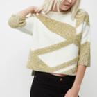 River Island Womens Petite And Gold Knit Grazer Top