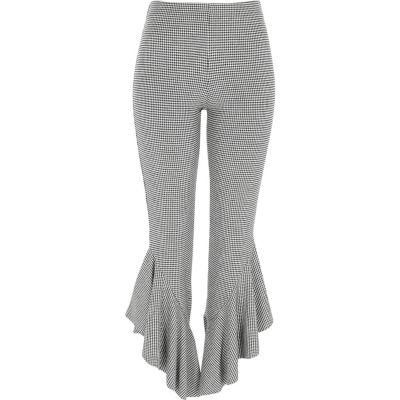 River Island Womens Check Asymmetric Frill Hem Trousers