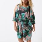 River Island Womens Plus Tropical Print D-ring Dress