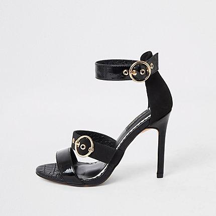 River Island Womens Triple Strap Buckle Heeled Sandals