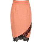 River Island Womens Faux Suede Lace Hem Pencil Skirt