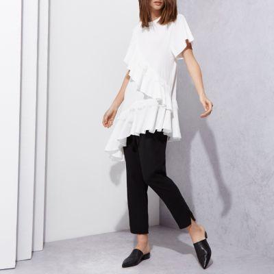 River Island Womens Ri Studio Frill Asymmetric Hem T-shirt