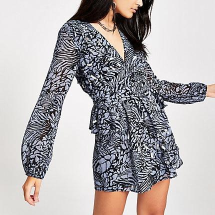 River Island Womens Embellished Print Romper