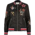 River Island Womens Faux Leather Embroidered Bomber Jacket