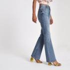 River Island Womens Petite Wash Flared Jeans