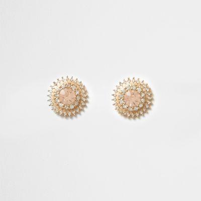 River Island Womens Gold Tone Diamante Sunray Stud Earrings