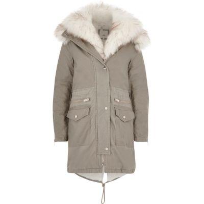 River Island Womens Fur Trim Parka