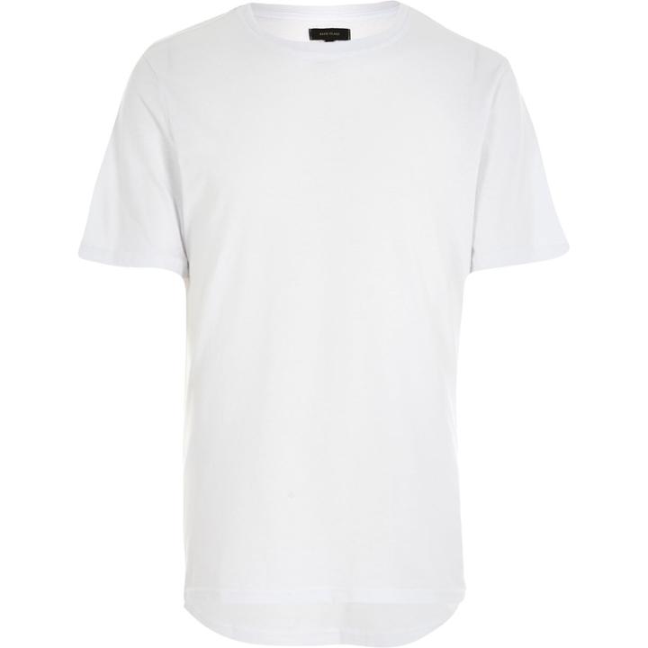 River Island Menswhite Zip Trim Curved Hem T-shirt