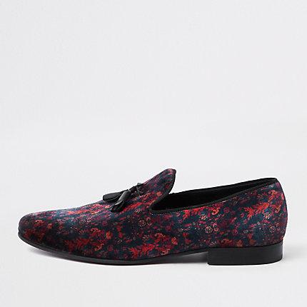 River Island Mens Velvet Mixed Print Tassel Loafer