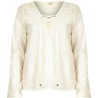 River Island Womens Lace Lattice Lace Up Blouse