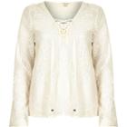 River Island Womens Lace Lattice Lace Up Blouse