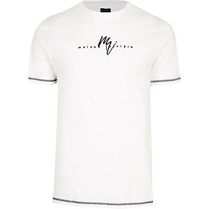 River Island Mens White 'maison Riviera' Slim Fit T-shirt