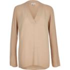 River Island Womens Beige V-neck Long Sleeve Top