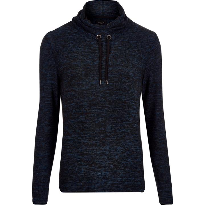 River Island Mensdark Marl Cowl Neck Sweatshirt
