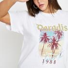 River Island Womens Plus White Palm Sequin Print T-shirt