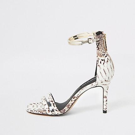 River Island Womens Snake Print Gold Ankle Cuff Sandal