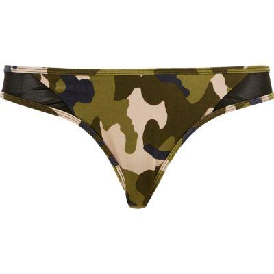 River Island Womens Mesh Camo Print Bikini Bottoms