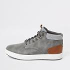 River Island Mens Faux Leather Mid Top Trainers