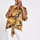 River Island Womens Floral Print Tie Front Top