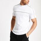 River Island Mens White Check Piped Trim T-shirt